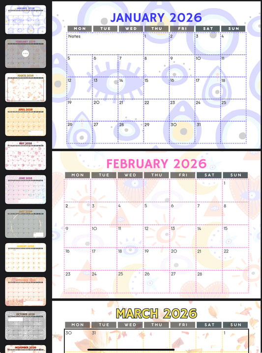 2026 Calendar + 2026 Vision Board Plug in